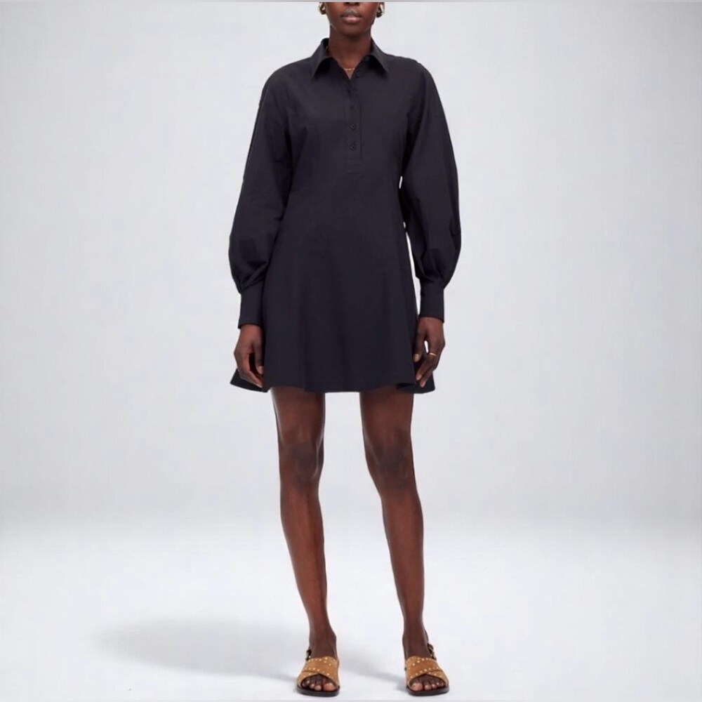 NWT Madewell Seamed Long Sleeve Mini Shirt Dress in Poplin